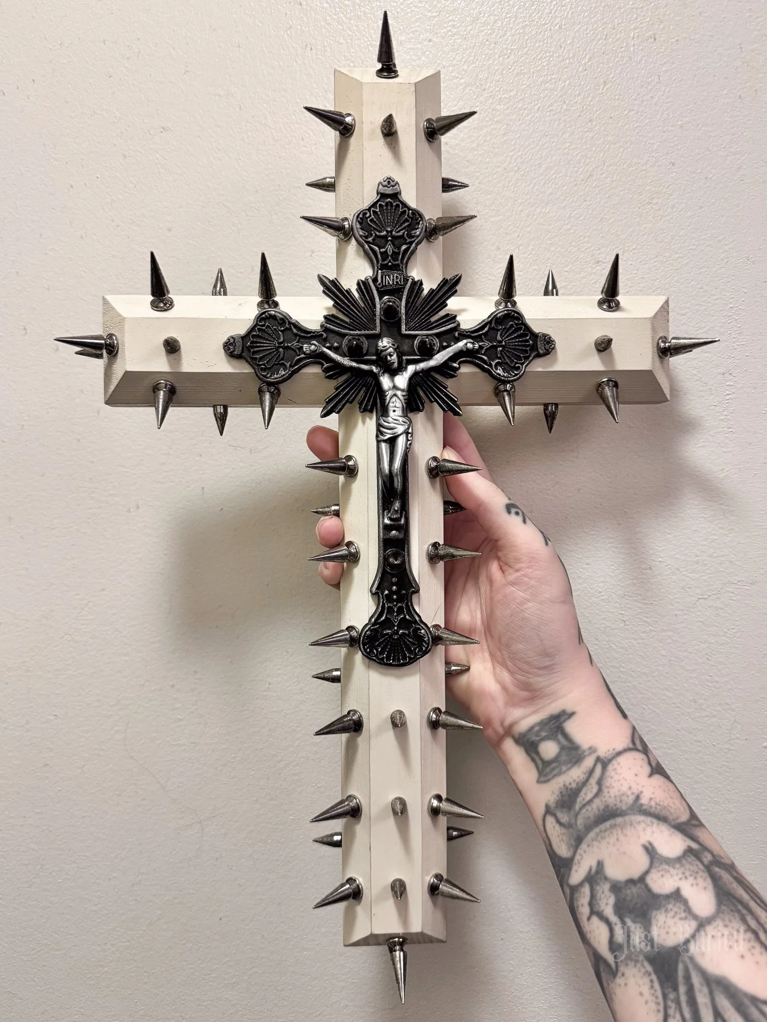 XL Ornate Spiked Wooden Crucifix — Just Buried Co.